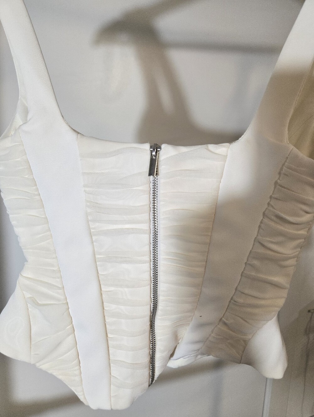 Zara Mixed Fabric Corset-Style Top in ecru XS - Picture 6 of 8